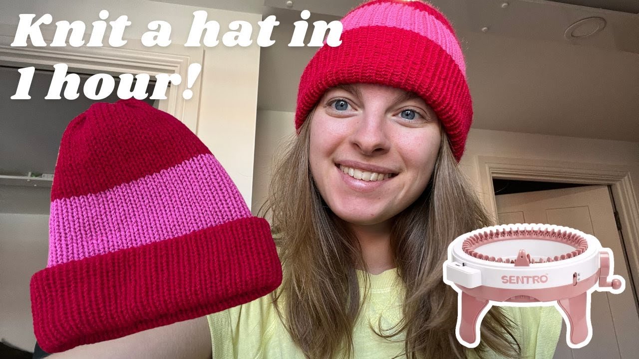 Knitted 2 Hats in just an hour?!! (using Sentro 48 pins) 