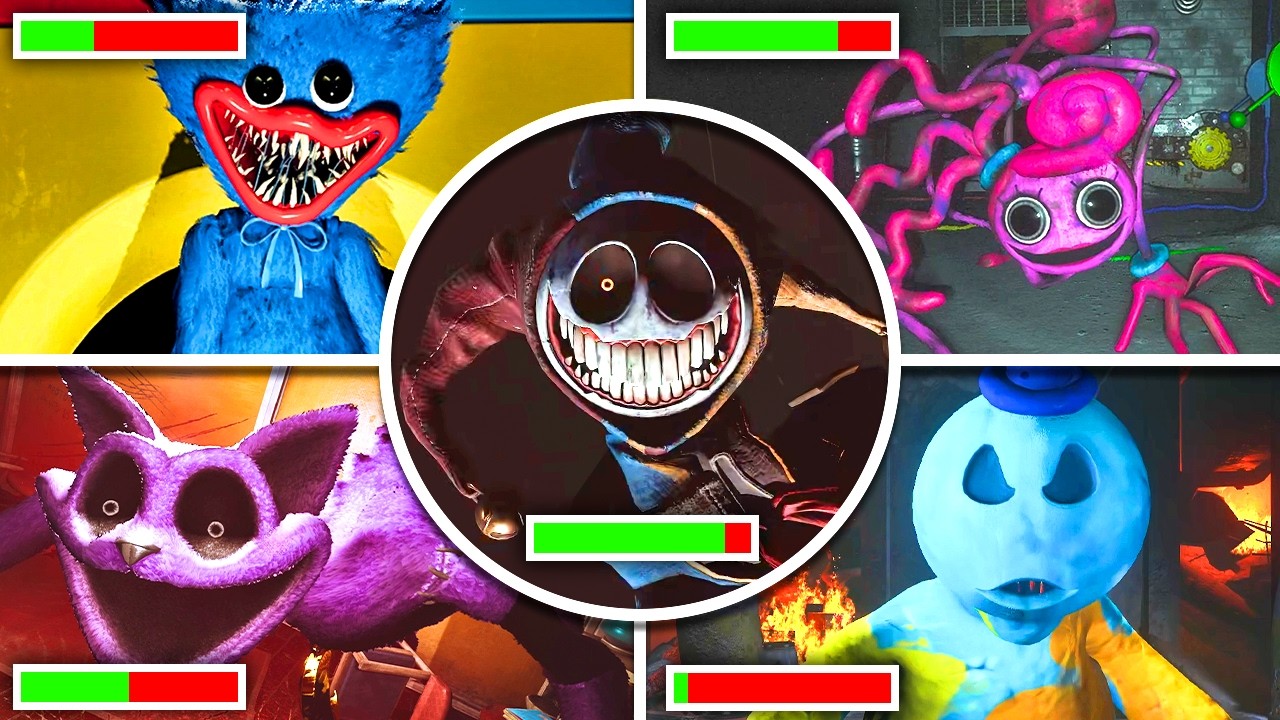 Poppy Playtime: Chapter 1,2,3,4,5 - All FINAL Bosses Fight & Endings With HEALTHBARS