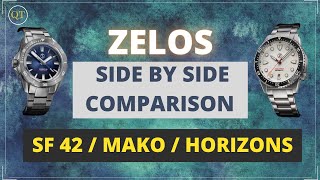 40mm vs 42mm Watch? Side by Side Comparison; Zelos Swordfish | Mako v3 | Horizons