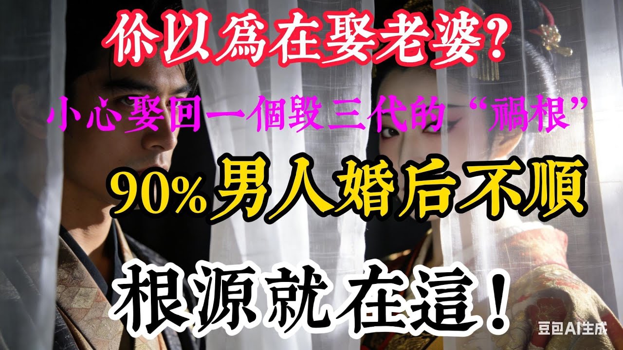 你以为在娶老婆？小心娶回一个毁三代的“祸根”！90%男人婚后不顺，根源就在这！