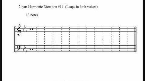 2 Part Harmonic Dictation #14:  13 notes (Leaps in both voices)