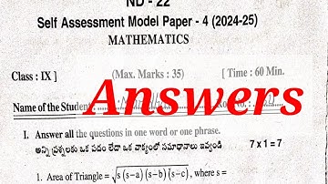 9th class maths fa4 question paper with answers 2024 - 2025