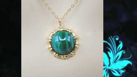 NATURAL MALACHITE PENDANT Necklace Gold Filled Malachite Necklace