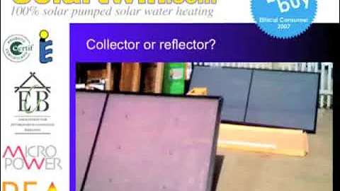 Solar heating collector becomes reflector when too hot. Amazing prototype!