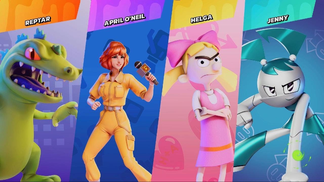 Nickelodeon All-Star Brawl: Reptar vs April O'Neil, Helga, Jenny