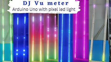 stereo vu meter with pixel LED strip atmega328p arduino uno  || music reactive lights