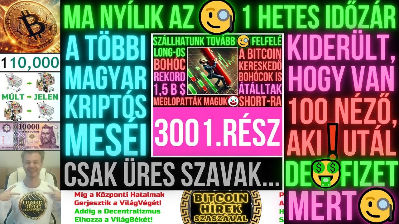 Bitcoin Hírek (3010) - Ma Nyílik az 1 Hetes IdőZár🧐Még az Utálók Is  Fizetnek, Mert a Többi Magyar...