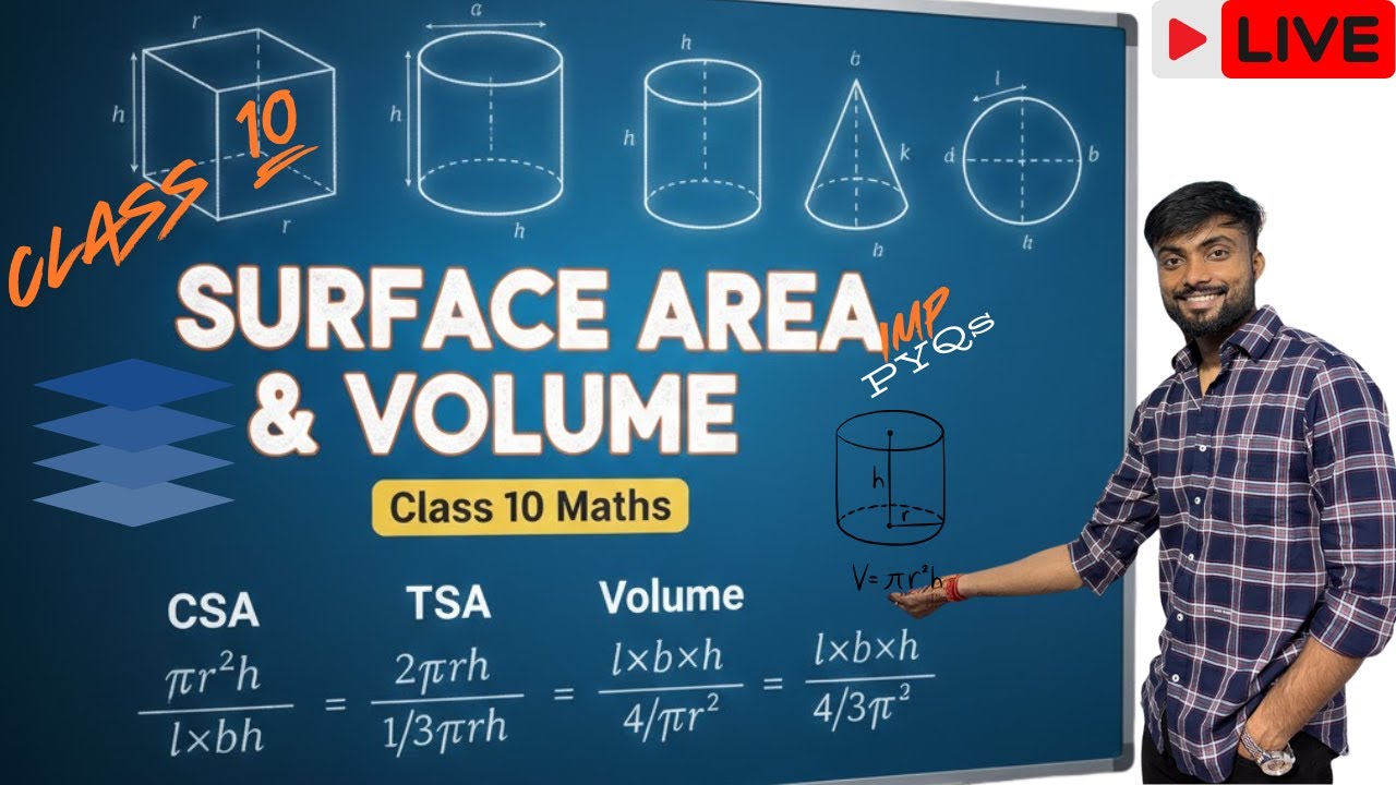 SURFACE AREA AND VOLUME || PART 1 || LIVE CLASS