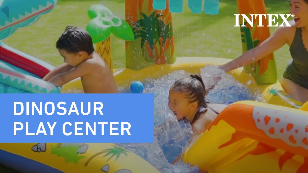INTEX Dinosaur Inflatable Play Center Swimming Pool Water Slide Kids 8ft X 6ft 