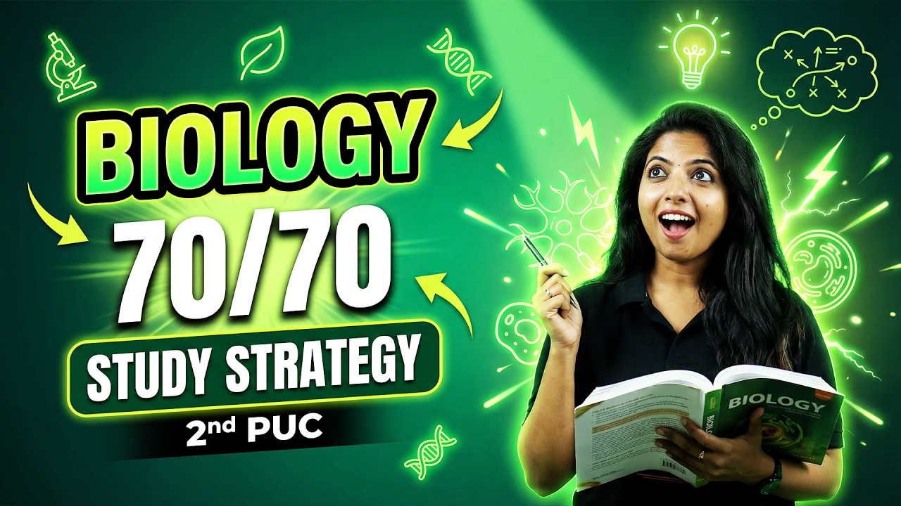 2nd PUC Biology 70/70 Strategy 🚀 | Full Marks Study Plan for Biology 2nd PUC Boards 2026 💯