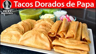 Tacos Dorados de Papa Truco para que no se salga | #VickyRecetaFacil