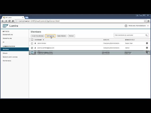 Create a user group in SAP Lumira Cloud or SAP Lumira Edge Server: SAP Lumira 1.22