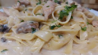 فتوتشيني بالدجاج والكريمة fettuccine pasta