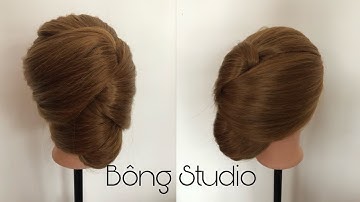 Hướng dẫn bới tóc cô dâu đơn giản( tóc bới sang trọng) Bông Studio mẫu 72