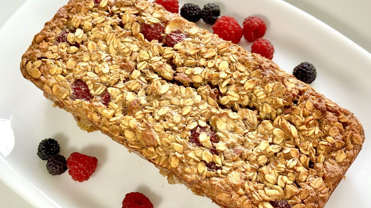 Овсяный пирог с малиной и миндалем! без муки! без масла!