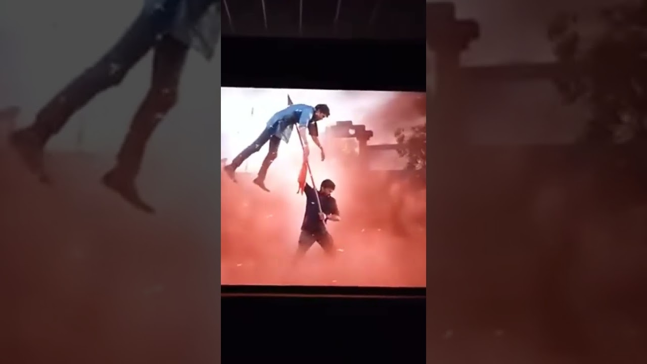 acharya movie fighting scene in theatre response from public Chiranjeevi fans and Ram Charan