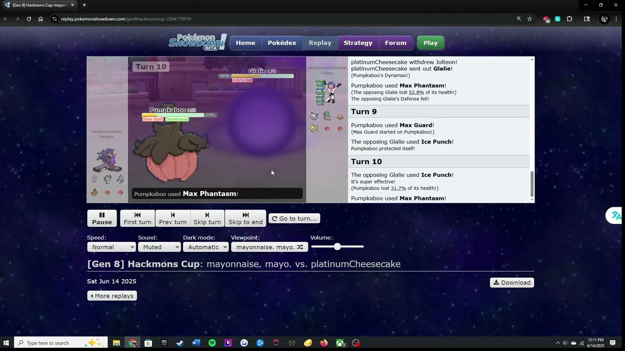 HACKMONS CUP Premiere League (HCPL) Gen 8 Week 5 action - platinumCheesecake v. mayonnaise.mayo
