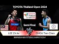 Live score  lee zii jia mas vs chou tien chen tpe  thailand open 2024 badminton  semi finals