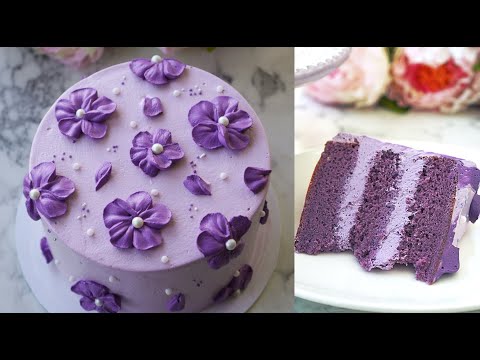 Decorate an Ube Cake with me #ubecake #cakedecorating #cakeideas #cakerecipe thumbnail