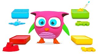 Sand games for children. Learning English with Hop Hop the Owl. Educational animation for kids.
