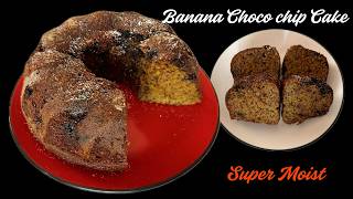 Easy Banana Choco Chip Cake Recipe | Moist &amp; Fluffy Homemade Cake
