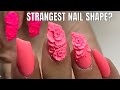 3D Acrylic Rose Nail Art |Crazy Lipstick Nail Shape