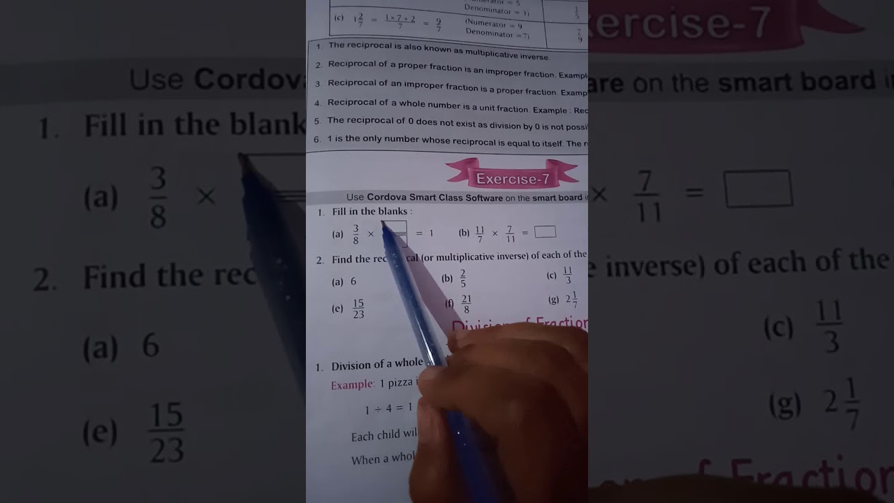 Reciprocal, Class -5, Maths, Ex- 7 of Unit -7