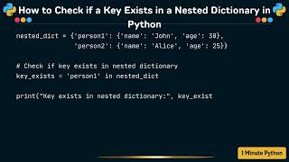 How to Check if a Key Exists in a Nested Dictionary in Python How To Sort Nested Dictionary With Key Ordereddict And Getitem In Python Python Dictionary