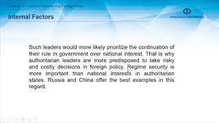 FOREIGN POLICY ANALYSIS - Chapter 4 Summary