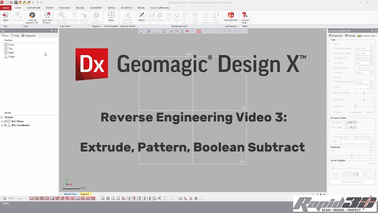 Geomagic Design X - Extrude, pattern, subtract - YouTube