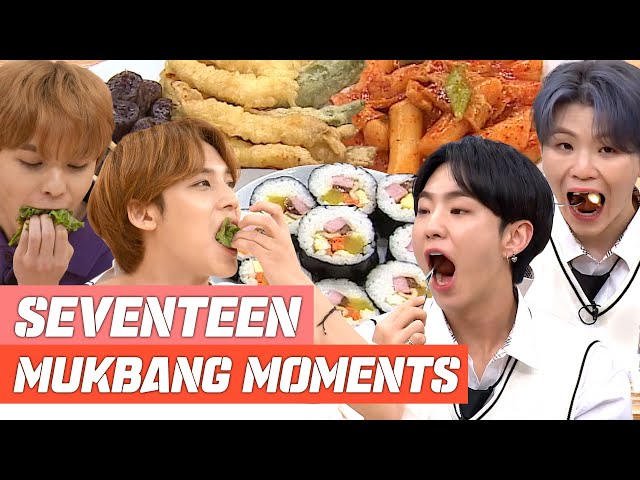 From SEVENTEEN's kimbap, Chapsalttock, Corn Cheese and Jokbal Mukbang to Cooking Challenge 🤤 class=