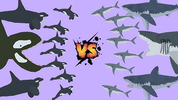 10 Sharks vs. 10 Orcas | Who will win? Epic Stick Nodes Animation Battle!