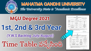 MGU Degree UG 1st, 2nd & 3rd Year Y.W.S Backlog Exam Time Table 2021|| MGU Degree UG Time Table 2021