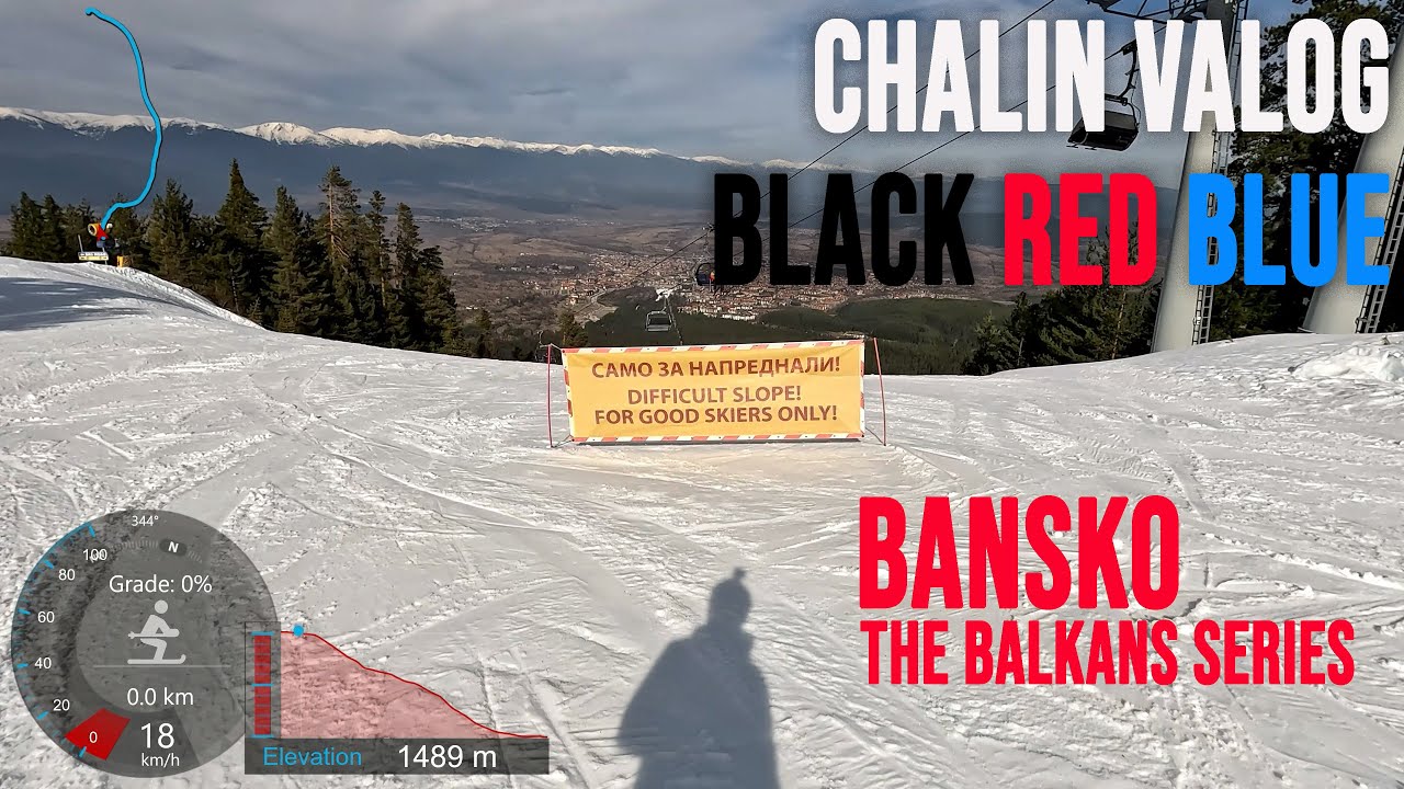 [4K] Skiing Bansko, Chalin Valog Ski Area - Black, Red and Blue Runs, Bulgaria, GoPro Hero11