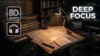 8D Audio Focus Music 🎧 Analog Drafting Room | Lo-Fi Piano & Deep Work | Orbital Spatial Soundscape