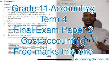 Grade 11 Accounting Term 4 | Final Exam Paper 2 (Cost Accounting) 