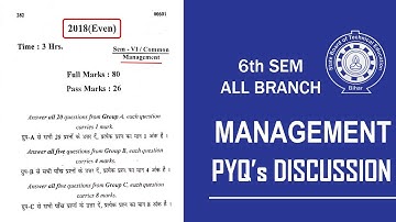 MANAGEMENT SBTE BIHAR 2018(EVEN) PYQ DISCUSSION | 6TH SEM COMMON PAPER | ALL BRANCH
