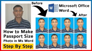 How to Create Passport Size Photo in Microsoft Word || Step by Step || Printable PP Size Photo ||