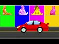 Cat and cute baby choose colour car funny cartoon 