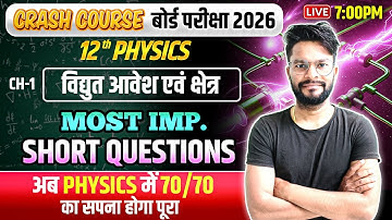 Class 12th Physics Chapter 1 Important short Questions| वैधुत आवेश तथा क्षेत्र Important Questions