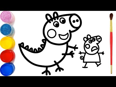Heo Peppa Pig cho bé vẽ và tô màu, George bị mẹ đuổi | Peppa Pig Drawing and Coloring for Kid