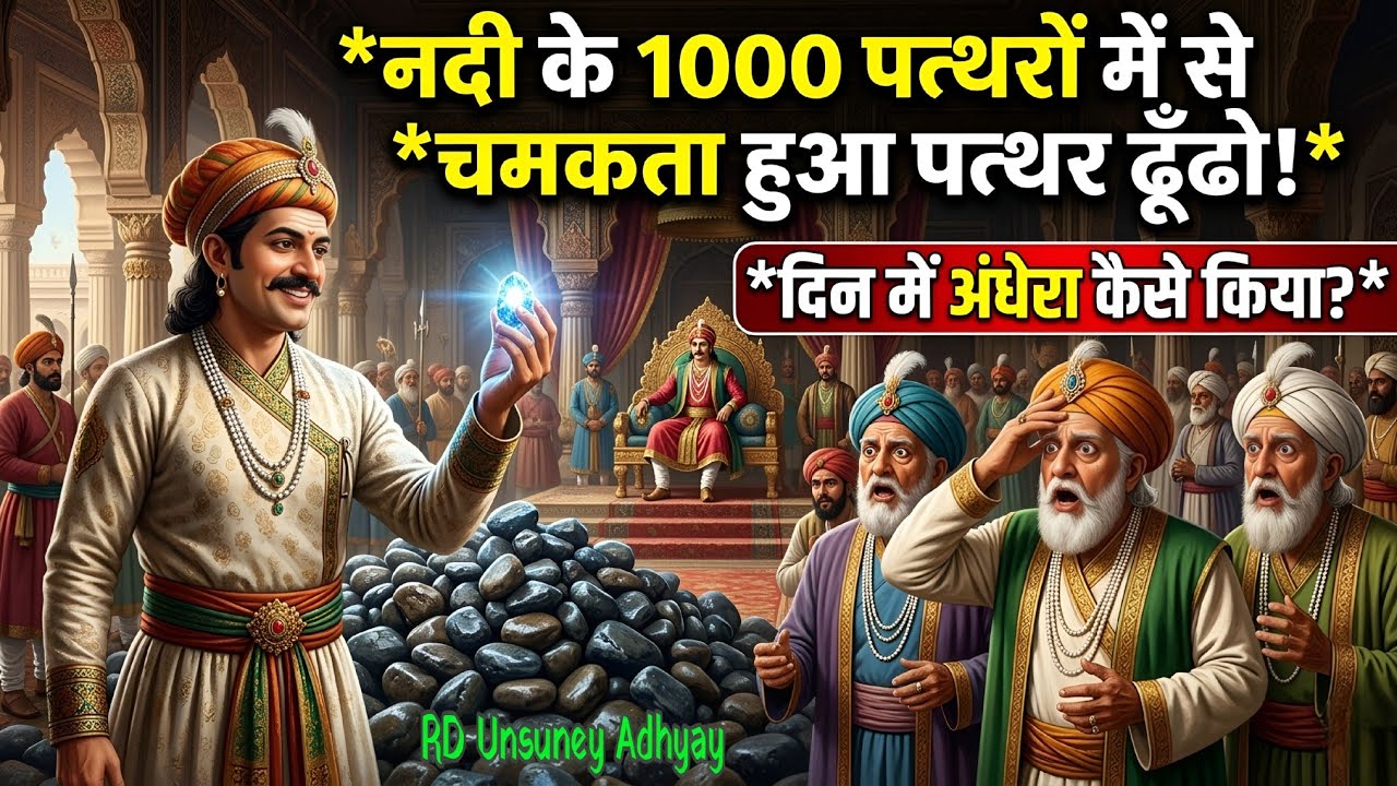 1000 पत्थरों का रहस्य! 😱 बीरबल ने दिन में कैसे ढूंढा रात में चमकने वाला पत्थर? | Akbar Birbal Story 