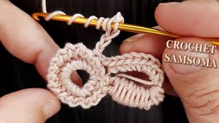 كروشيه وردة مميزة لتزيين شغل الكروشي/ موتيف كروشي ايرلاندي لتزيين القفطان المغربي/ crochet irlandais