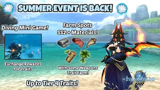 Toram Online - Summer Event is Back! Diving Mini Game and Some Spots to Farm Summer Shell II!