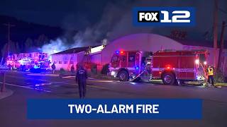 Crews battle two-alarm fire in NW Portland
