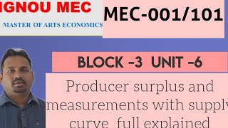 Producer surplus and measurements with supply curve  full explained/ ignou.