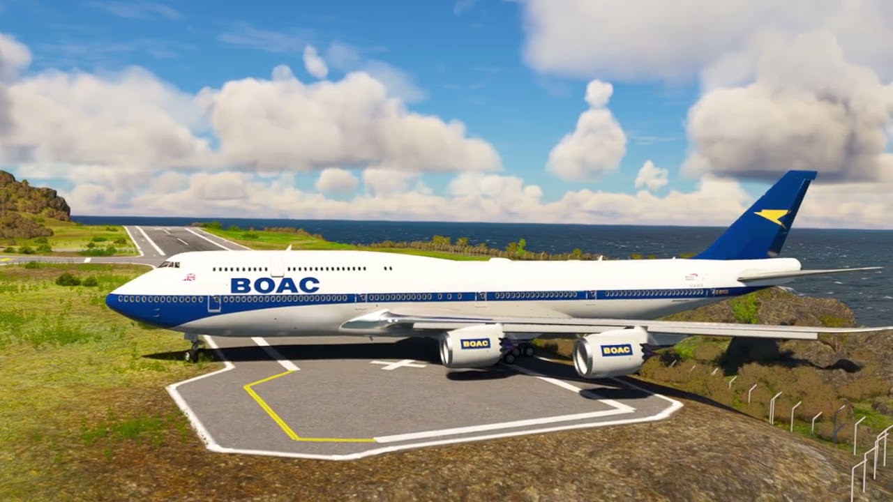 Unbelievable! 747 BOAC fast take-off with almost no run-up from short Runway
