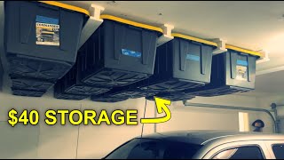 Easy $40 Garage Tote Storage Hack!  Fast, Cheap, Quick Project Source Commander and HDX bin storage