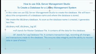 How to use SQL Server Management Studio to Create a Database for a Library Management System
