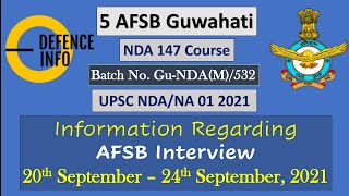 Information Regarding NDA/NA 01/2021(AFSB Interview) on 20th-24th September, 2021 at 5 AFSB Guwahati